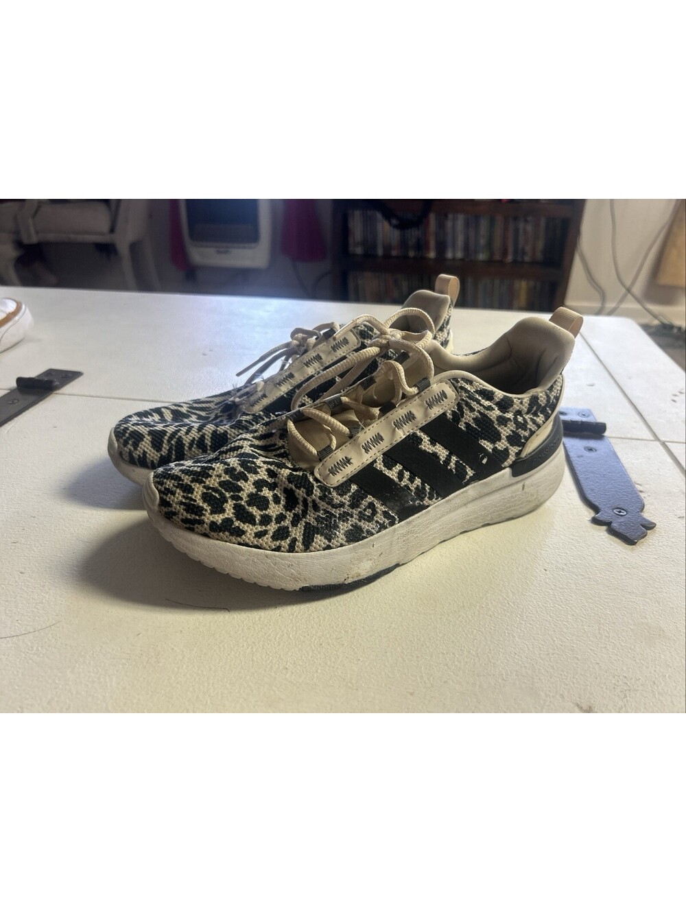 Adidas Big Girls Racer TR21 Running Shoes Sz 7 Leopard Print Sneakers Cloudfoam